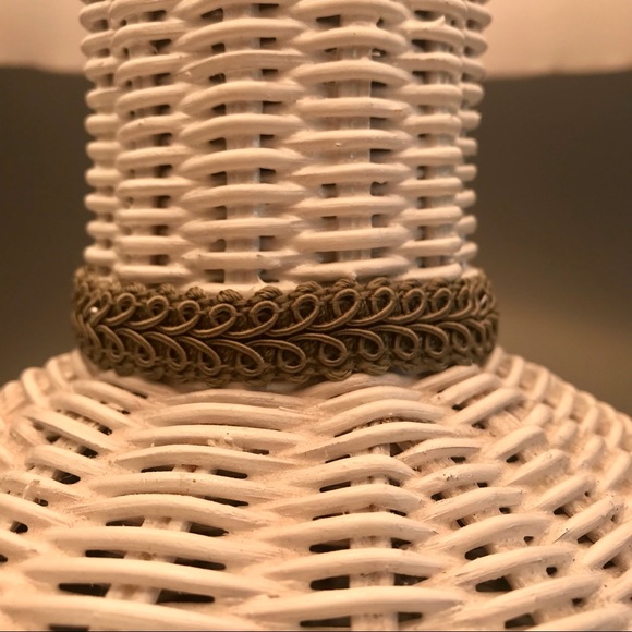 White Rattan Wicker Table Lamp - Picture 4 of 10